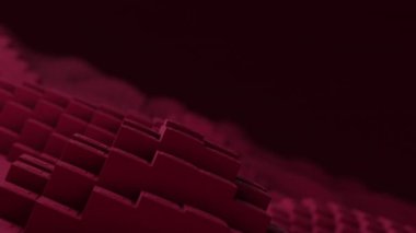 Geometrik küplerin 3 boyutlu canlandırması. Küpler yukarı ve aşağı hareket ederek büyüleyici bir arka plan yaratıyor. Parlak renk ve pürüzsüz animasyon 3D sanat eseri. 