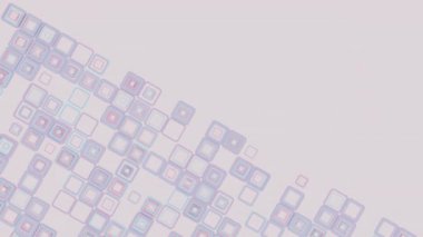 Renkli 3 boyutlu geometrik küplerin 4K videosu. 3D şekiller kusursuz bir video gibi hareket ediyor. Küpler yavaş ve büyüleyici bir hareketle yukarı ve aşağı hareket ederek büyüleyici bir zemin yaratıyor. canlı renkler ve pürüzsüz animasyon 3D sanat