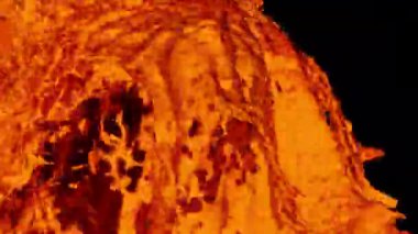 3D çizim, lav sıvısı şehvetli kadın siluetine dökülüyor, siyah arkaplan. 