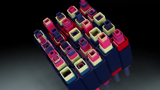 Latar Belakang Abstrak Memuaskan Animasi Abstrak Gerak Geometris Kubus Video — Stok Video