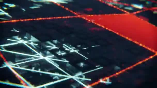 Boyutlu Görüntüleme Küplü Fütüristik Manzara Turuncu Işık Pleksus Etkisi Soğuk — Stok video