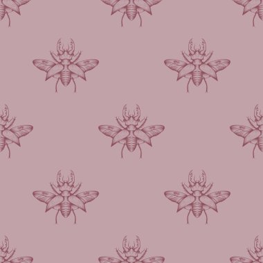 Pastel sorunsuz geyik böcekleri desen arka plan. Hoş ve güzel çizilmiş vektör çizim
