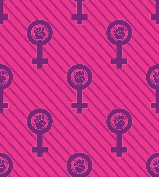 Seamless Pink Feminist Pattern Background Venus Mirror Nice Beautiful Vector — Stock Vector