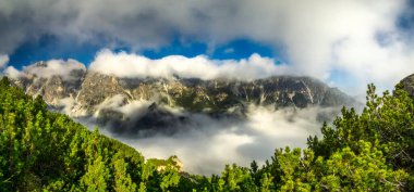 Stubai Alplerinin manzarasının panoramik bir görüntüsü