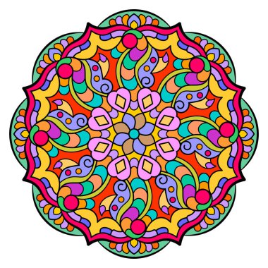 Mandala. Etnik yuvarlak süs. Tasarım elementi. Vektör illüstrasyonu.