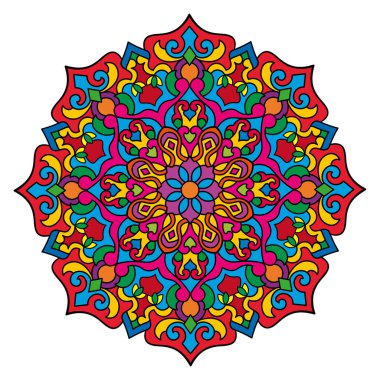 Mandala. Etnik yuvarlak süs. Tasarım elementi. Vektör illüstrasyonu.