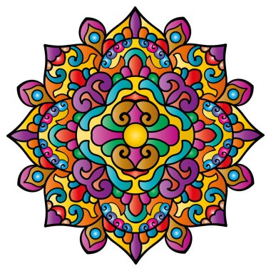 Mandala. Etnik yuvarlak süs. Tasarım elementi. Vektör illüstrasyonu.
