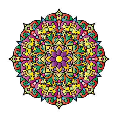 Mandala. Etnik yuvarlak süs. Tasarım elementi. Vektör illüstrasyonu.