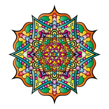 Mandala. Etnik yuvarlak süs. Tasarım elementi. Vektör illüstrasyonu.