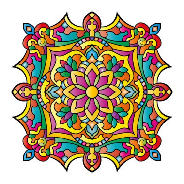 Mandala. Etnik yuvarlak süs. Tasarım elementi. Vektör illüstrasyonu.
