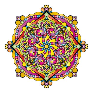 Mandala. Etnik yuvarlak süs. Tasarım elementi. Vektör illüstrasyonu.