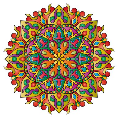 Mandala. Etnik yuvarlak süs. Tasarım elementi. Vektör illüstrasyonu.