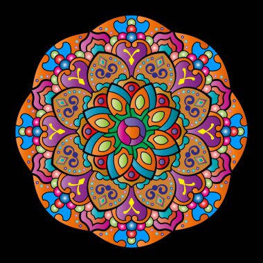 Mandala. Etnik yuvarlak süs. Tasarım elementi. Vektör illüstrasyonu.