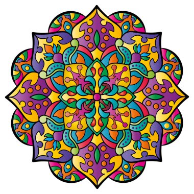 Mandala. Etnik yuvarlak süs. Tasarım elementi. Vektör illüstrasyonu.