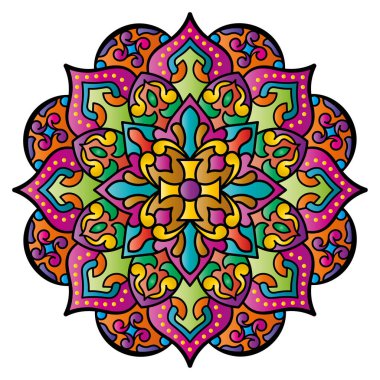Mandala. Etnik yuvarlak süs. Tasarım elementi. Vektör illüstrasyonu.