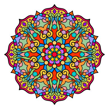 Mandala. Etnik yuvarlak süs. Tasarım elementi. Vektör illüstrasyonu.