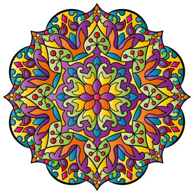 Mandala. Etnik yuvarlak süs. Tasarım elementi. Vektör illüstrasyonu.