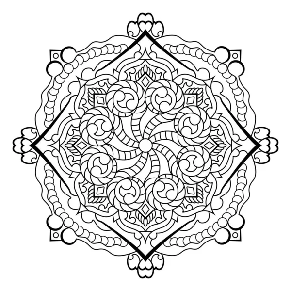 Mandala. Kına, dövme ve süslemeler için doğu dairesel desen. Boyama kitabı sayfası. Vektör illüstrasyonu.