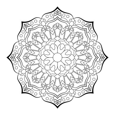 Mandala. Kına, dövme ve süslemeler için doğu dairesel desen. Boyama kitabı sayfası. Vektör illüstrasyonu.