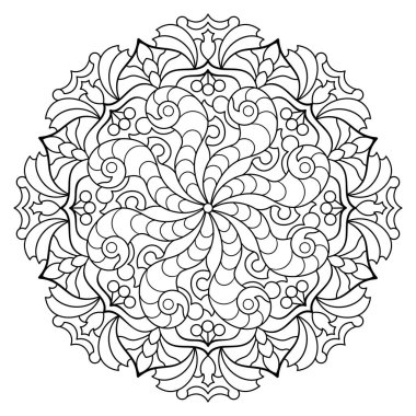 Mandala. Kına, dövme ve süslemeler için doğu dairesel desen. Boyama kitabı sayfası. Vektör illüstrasyonu.