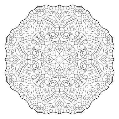 Mandala. Kına, dövme ve süslemeler için doğu dairesel desen. Boyama kitabı sayfası. Vektör illüstrasyonu.