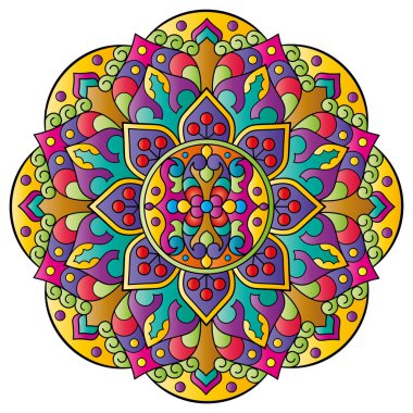 Mandala. Etnik yuvarlak süs. Boyama kitabı kapağı elementi. Vektör illüstrasyonu.
