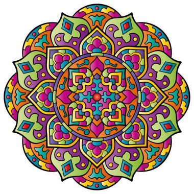 Mandala. Etnik yuvarlak süs. Boyama kitabı kapağı elementi. Vektör illüstrasyonu.