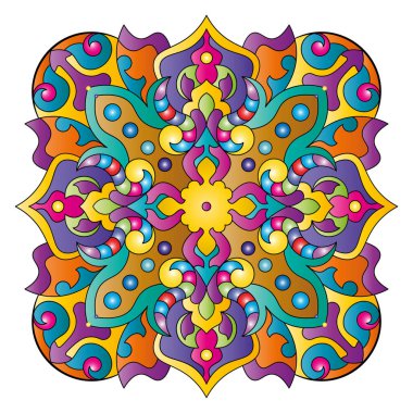 Mandala. Etnik yuvarlak süs. Boyama kitabı kapağı elementi. Vektör illüstrasyonu.