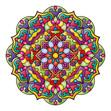 Mandala. Etnik yuvarlak süs. Boyama kitabı kapağı elementi. Vektör illüstrasyonu.