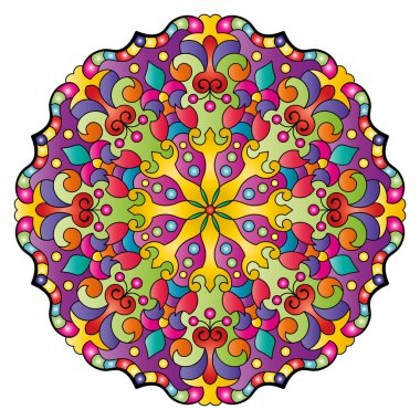 Mandala. Etnik yuvarlak süs. Boyama kitabı kapağı elementi. Vektör illüstrasyonu.