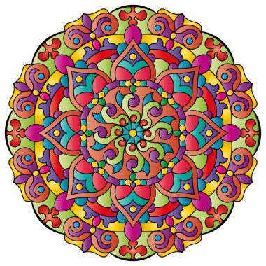 Mandala. Etnik yuvarlak süs. Boyama kitabı kapağı elementi. Vektör illüstrasyonu.
