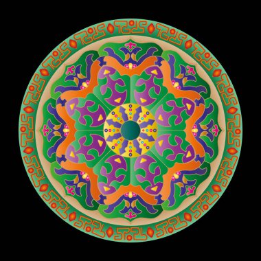 Etnik yuvarlak süs. Mandala tarzında bir model. Vektör illüstrasyonu.