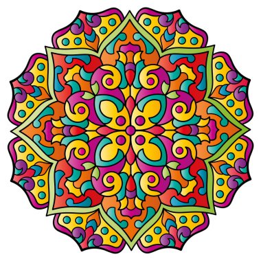 Mandala. Etnik yuvarlak süs. Vektör illüstrasyonu.