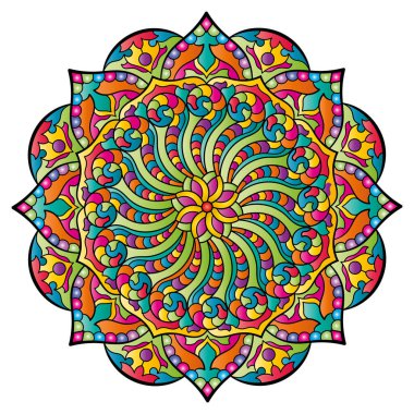 Mandala. Etnik yuvarlak süs. Vektör illüstrasyonu.