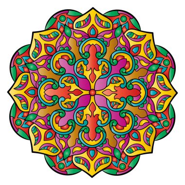 Mandala. Etnik yuvarlak süs. Tasarım elementi. Vektör illüstrasyonu.