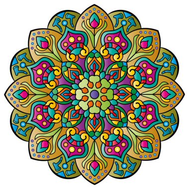 Mandala. Etnik yuvarlak süs. Tasarım elementi. Vektör illüstrasyonu.