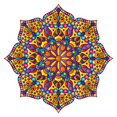 Mandala. Etnik yuvarlak süs. Tasarım elementi. Vektör illüstrasyonu.