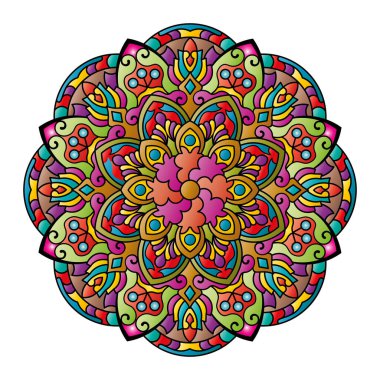 Mandala. Etnik yuvarlak süs. Tasarım elementi. Vektör illüstrasyonu.