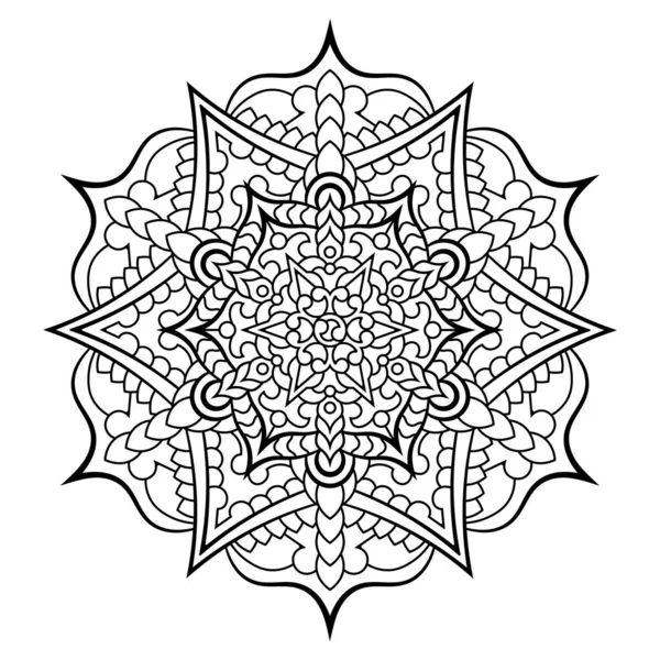 Mandala. Kına, dövme ve süslemeler için doğu dairesel desen. Boyama kitabı sayfası. Vektör illüstrasyonu.