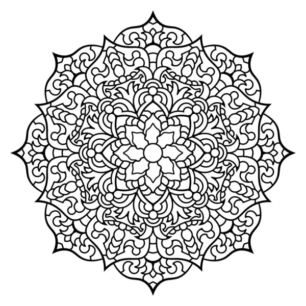 Mandala. Kına, dövme ve süslemeler için doğu dairesel desen. Boyama kitabı sayfası. Vektör illüstrasyonu.