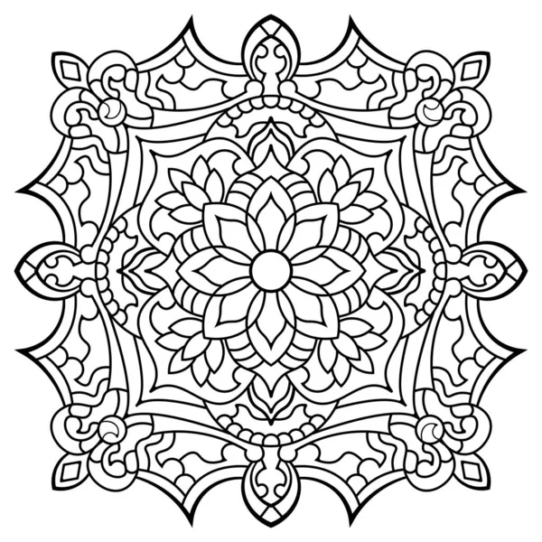 Mandala. Kına, dövme ve süslemeler için doğu dairesel desen. Boyama kitabı sayfası. Vektör illüstrasyonu.
