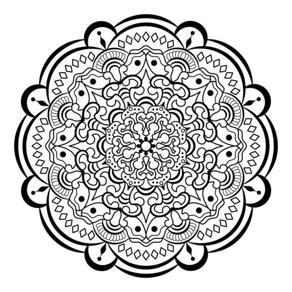 Mandala. Kına, dövme ve süslemeler için doğu dairesel desen. Boyama kitabı sayfası. Vektör illüstrasyonu.