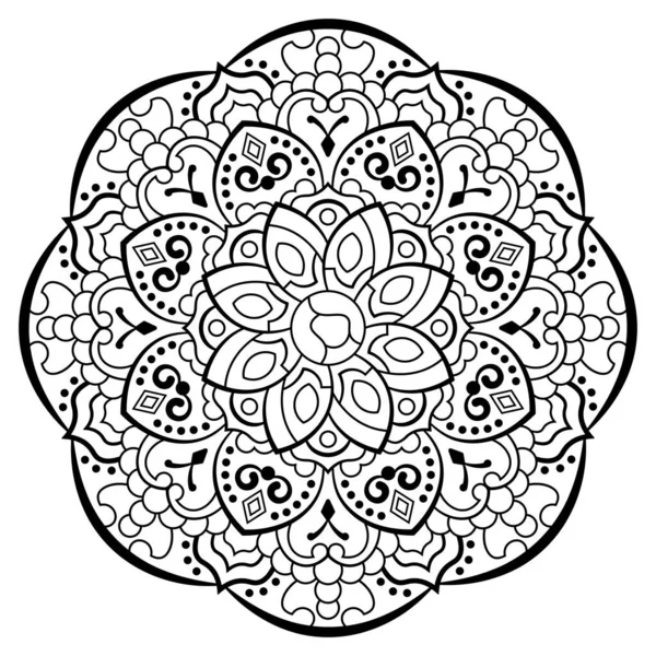 Mandala. Kına, dövme ve süslemeler için doğu dairesel desen. Boyama kitabı sayfası. Vektör illüstrasyonu.