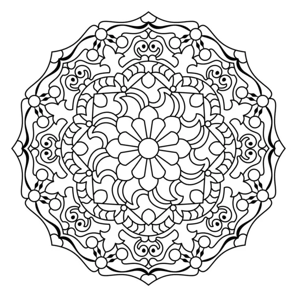 Mandala. Kına, dövme ve süslemeler için doğu dairesel desen. Boyama kitabı sayfası. Vektör illüstrasyonu.