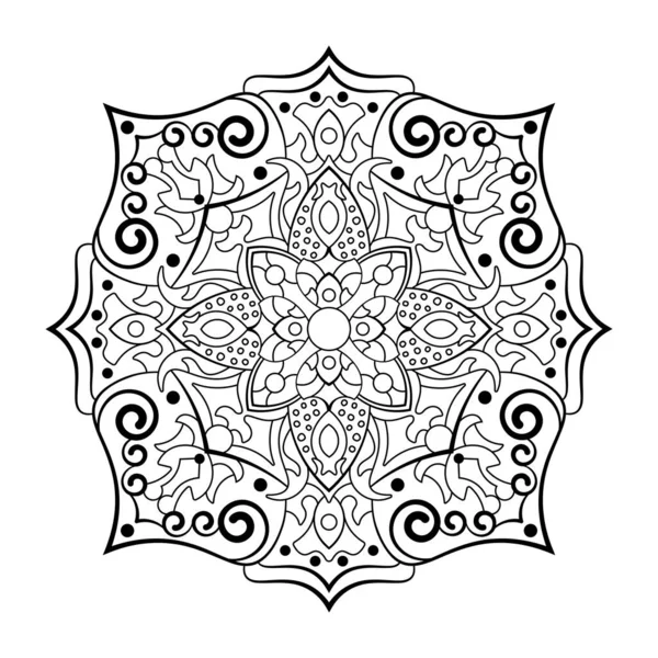 Mandala. Kına, dövme ve süslemeler için doğu dairesel desen. Boyama kitabı sayfası. Vektör illüstrasyonu.
