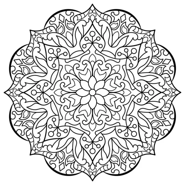 Mandala. Kına, dövme ve süslemeler için doğu dairesel desen. Boyama kitabı sayfası. Vektör illüstrasyonu.