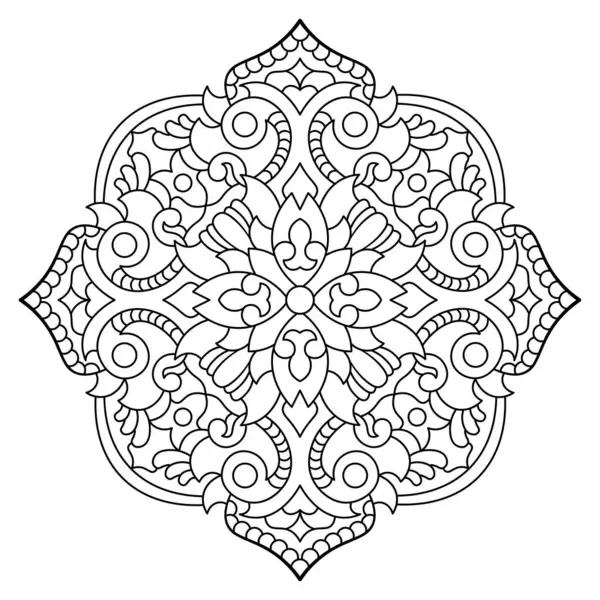 Mandala. Kına, dövme ve süslemeler için doğu dairesel desen. Boyama kitabı sayfası. Vektör illüstrasyonu.