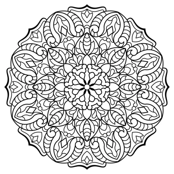 Mandala. Kına, dövme ve süslemeler için doğu dairesel desen. Boyama kitabı sayfası. Vektör illüstrasyonu.