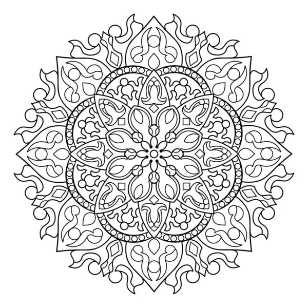 Mandala. Kına, dövme ve süslemeler için doğu dairesel desen. Boyama kitabı sayfası. Vektör illüstrasyonu.
