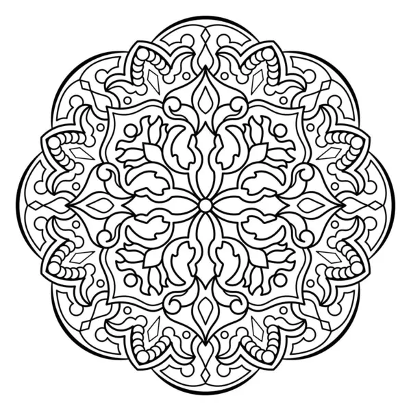 Mandala. Kına, dövme ve süslemeler için doğu dairesel desen. Boyama kitabı sayfası. Vektör illüstrasyonu.